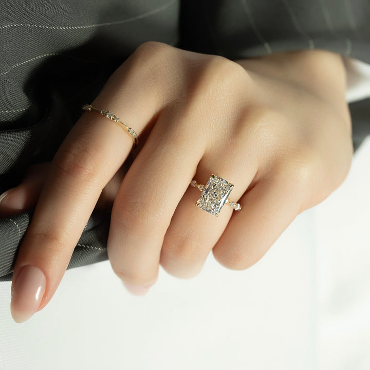 The Lyra Radiant Lab Diamond Moissanite Engagement Ring *Shown with 3.5 ct #material_gold