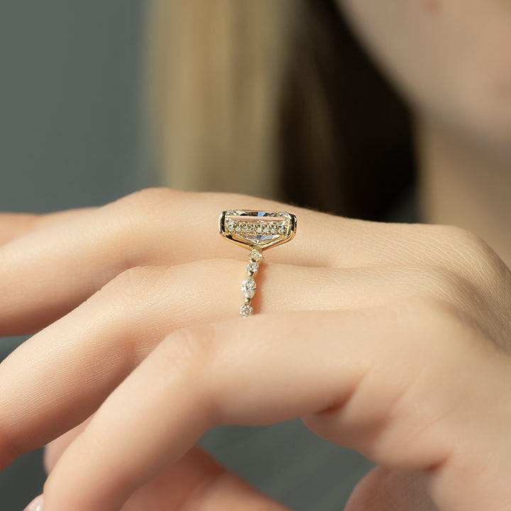 The Lyra Radiant Lab Diamond Moissanite Engagement Ring *Shown with 3.5 ct #material_gold