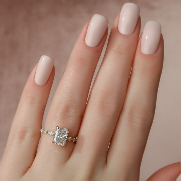 The Lyra Radiant Lab Diamond Moissanite Engagement Ring *Shown with 2.5 ct #material_gold