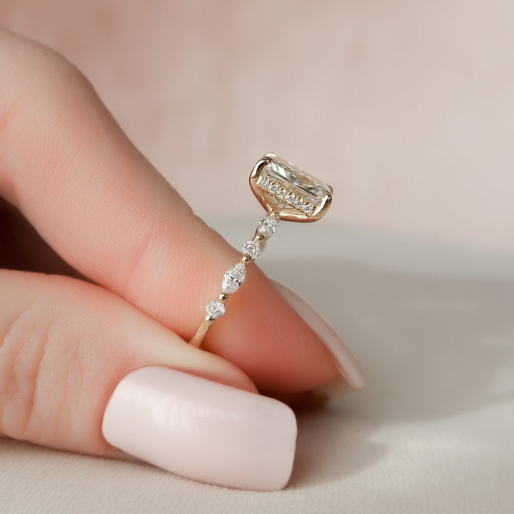 The Lyra Radiant Lab Diamond Moissanite Engagement Ring *Shown with 2.5 ct #material_gold