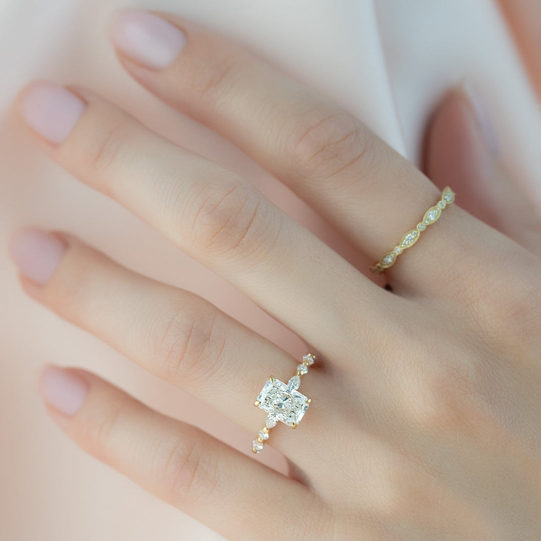 The Lyra Radiant Lab Diamond Moissanite Engagement Ring