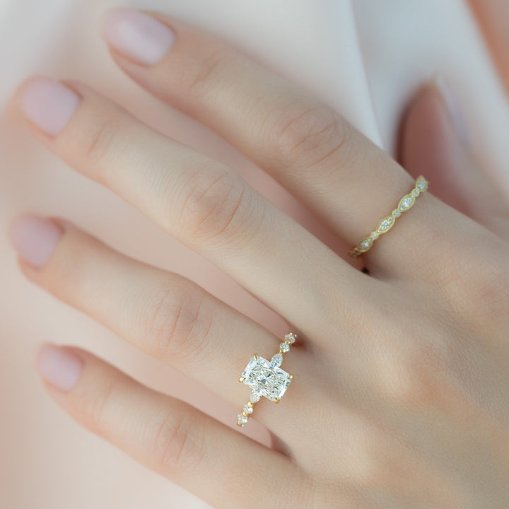 The Lyra Radiant Lab Diamond Moissanite Engagement Ring *Shown with 1.5 ct #material_gold