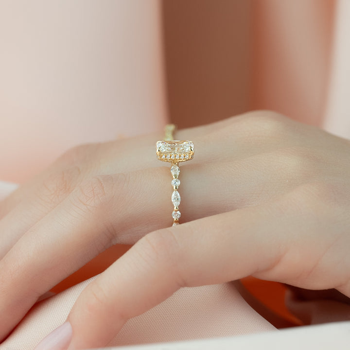 The Lyra Radiant Lab Diamond Moissanite Engagement Ring *Shown with 1.5 ct #material_gold
