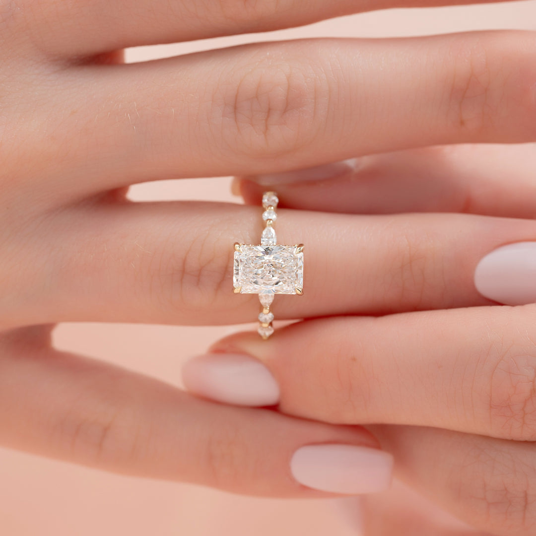 The Lyra Radiant Lab Diamond Moissanite Engagement Ring