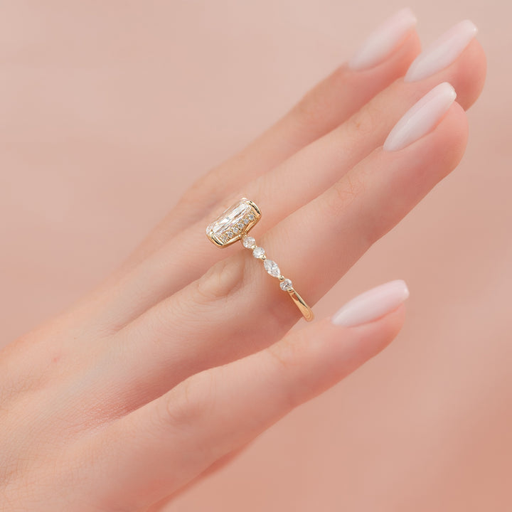 The Lyra Radiant Lab Diamond Moissanite Engagement Ring *Shown with 2 ct #material_gold