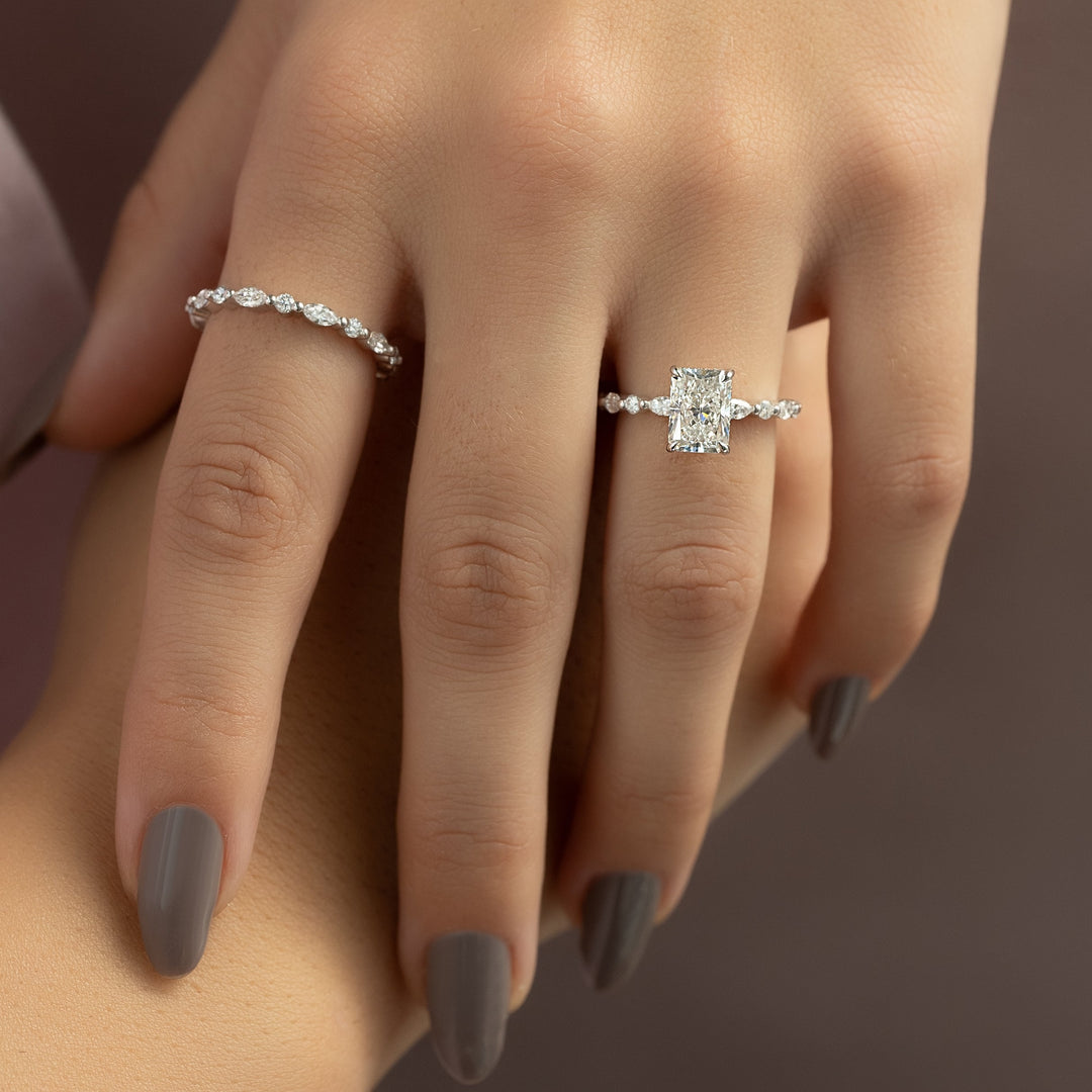 The Lyra Radiant Lab Diamond Moissanite Engagement Ring