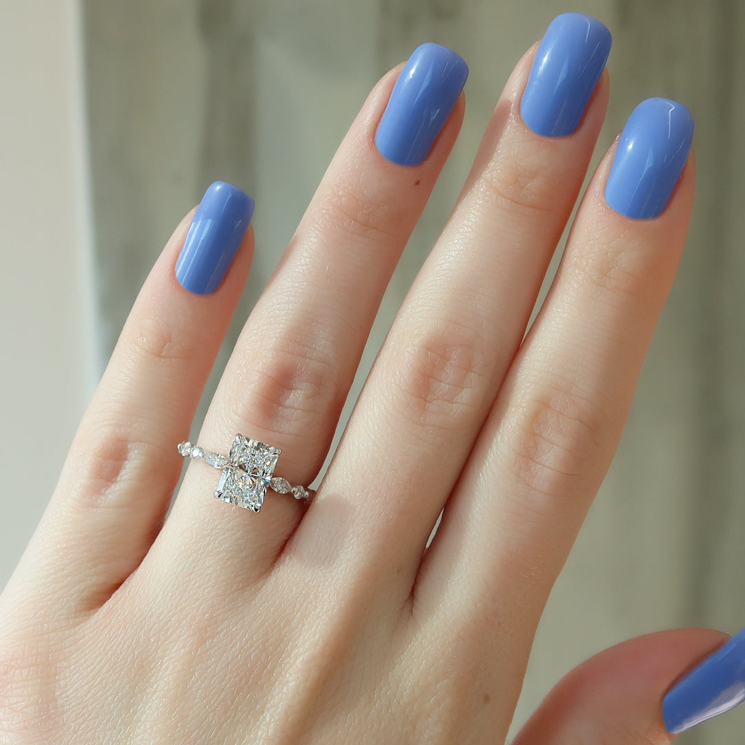 The Lyra Radiant Lab Diamond Moissanite Engagement Ring