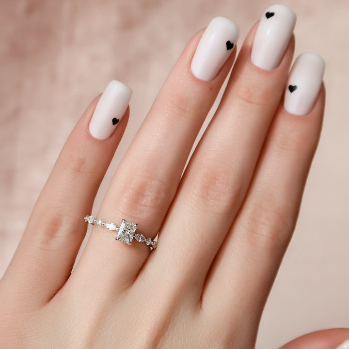 The Lyra Radiant Lab Diamond Moissanite Engagement Ring *Shown with 0.5 ct #material_white