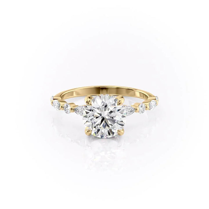 The Lyra Set With Round Side Stone Lab Diamond 1 Carat 14K Gold#material_14k-gold