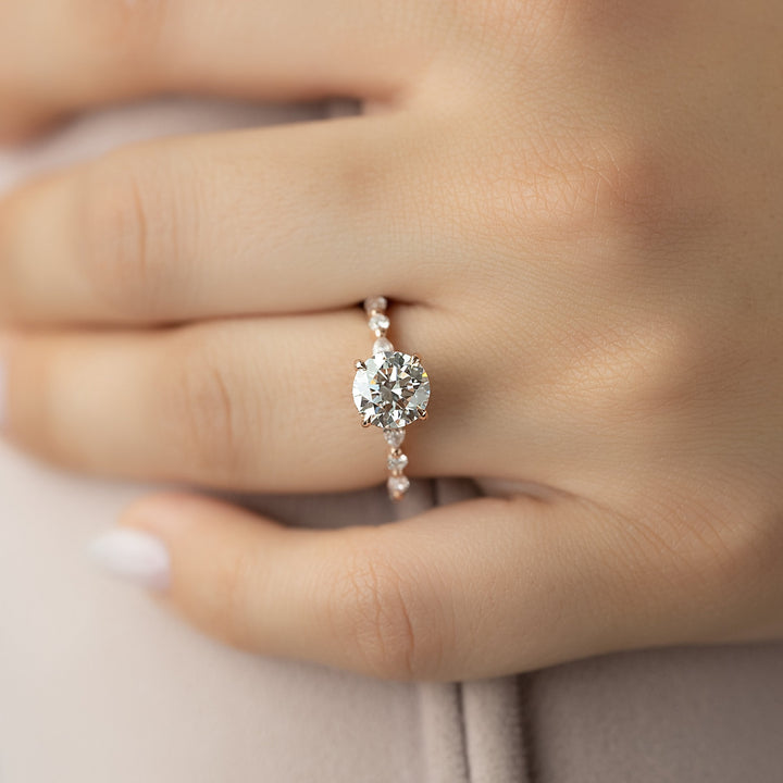 The Lyra Set With Round Side Stone Lab Diamond 2 Carat 14K Rose#material_14k-rose