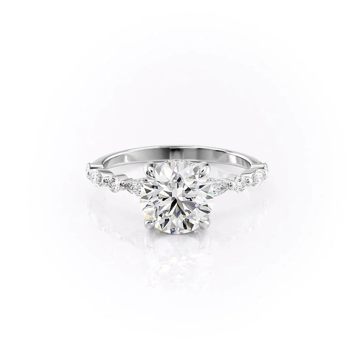 The Lyra Set With Round Side Stone Lab Diamond 1 Carat 14K White#material_14k-white