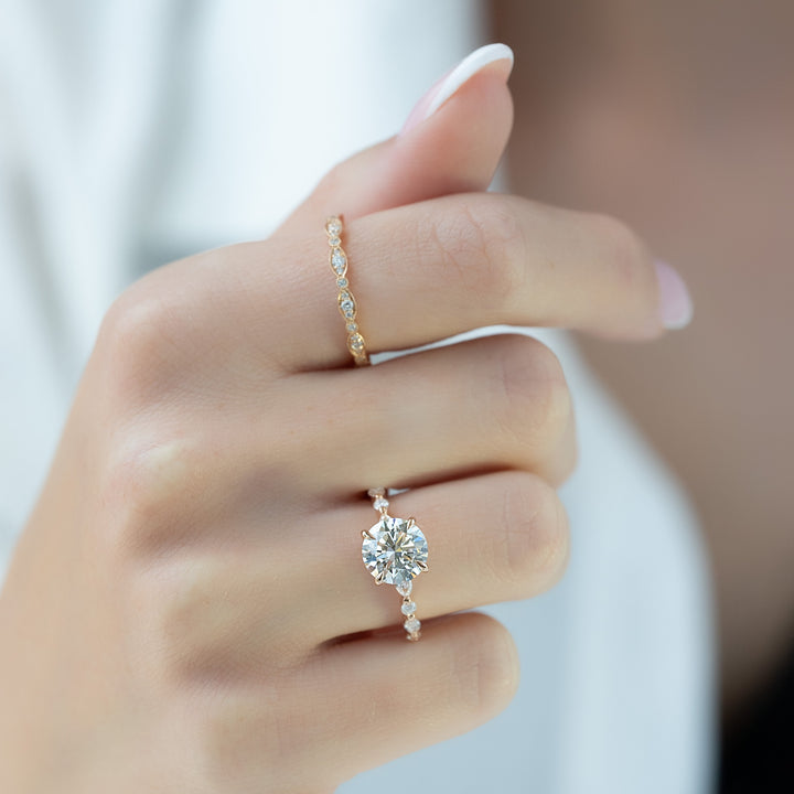 The Lyra Round Lab Diamond Moissanite Engagement Ring *Shown with 2 ct #material_rose