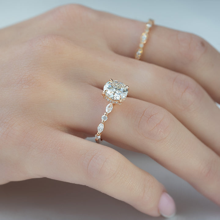 The Lyra Round Lab Diamond Moissanite Engagement Ring *Shown with 2 ct #material_rose