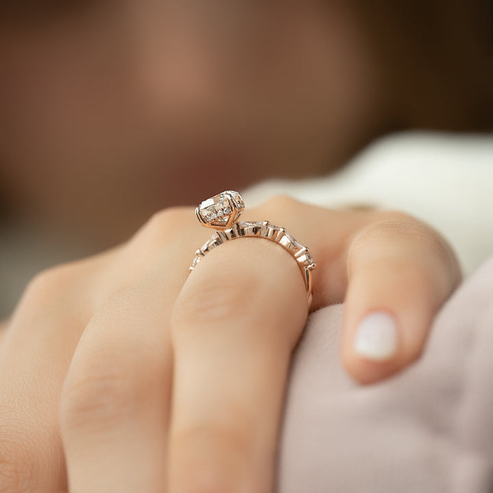 The Lyra Round Lab Diamond Moissanite Engagement Ring *Shown with 1.5 ct #material_rose