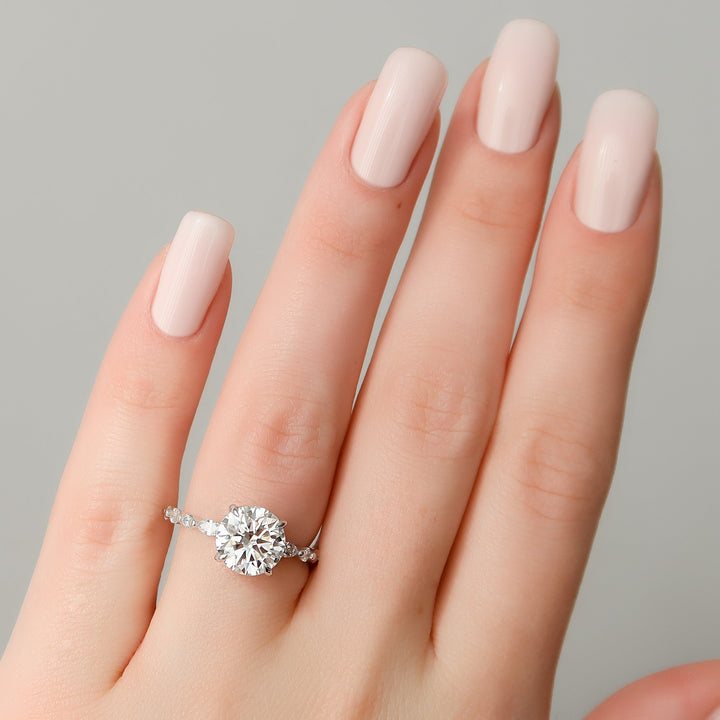 The Lyra Round Lab Diamond Moissanite Engagement Ring *Shown with 2.5 ct #material_white