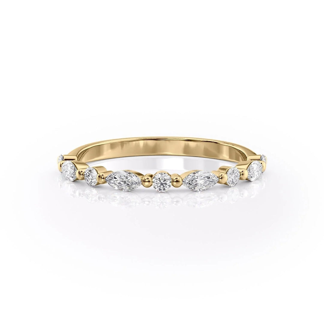 The Lyra Wedding Bands Diamonds Half Way 14K Gold#material_14k-gold