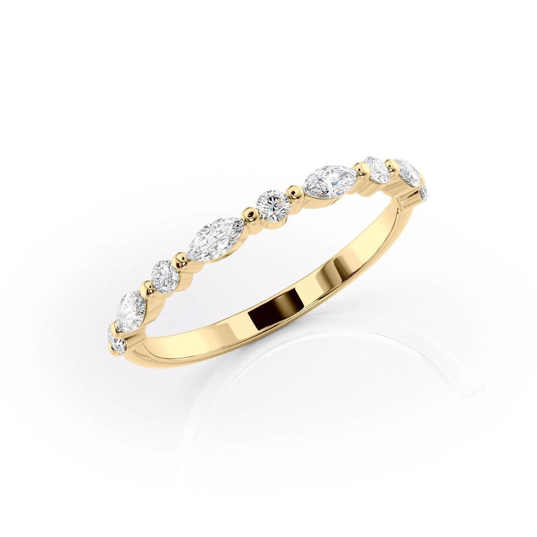 The Lyra Wedding Bands Diamonds Half Way 14K Gold#material_14k-gold