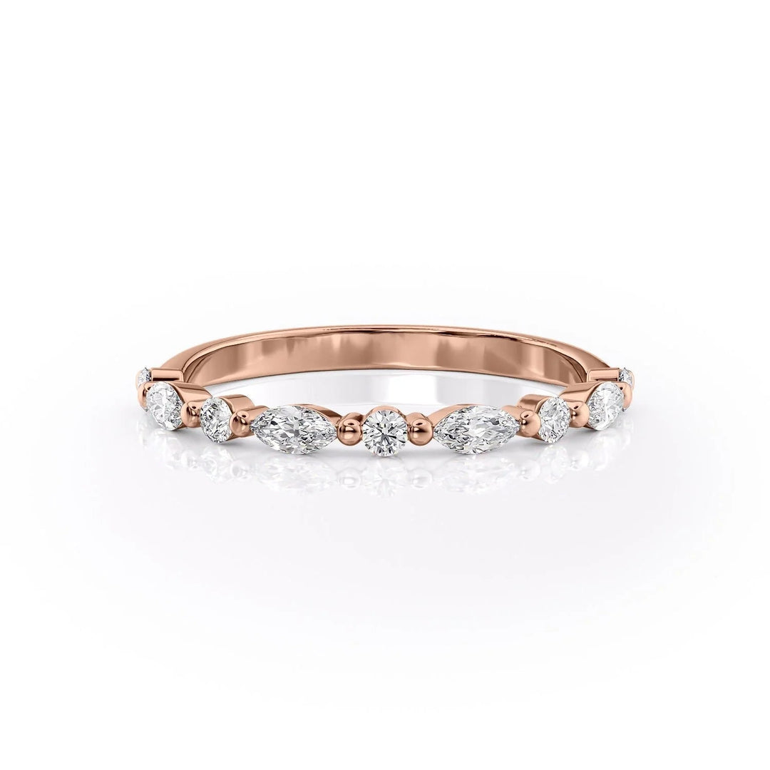 The Lyra Wedding Bands Diamonds Half Way 14K Rose#material_14k-rose