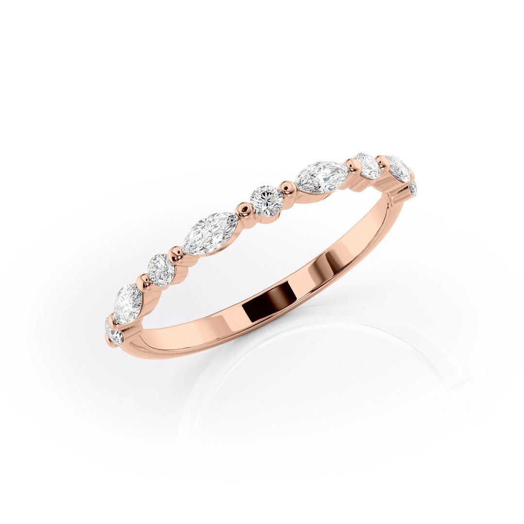 The Lyra Wedding Bands Diamonds Half Way 14K Rose#material_14k-rose