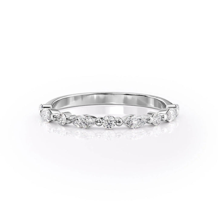 The Lyra Wedding Bands Diamonds Half Way 14K White#material_14k-white