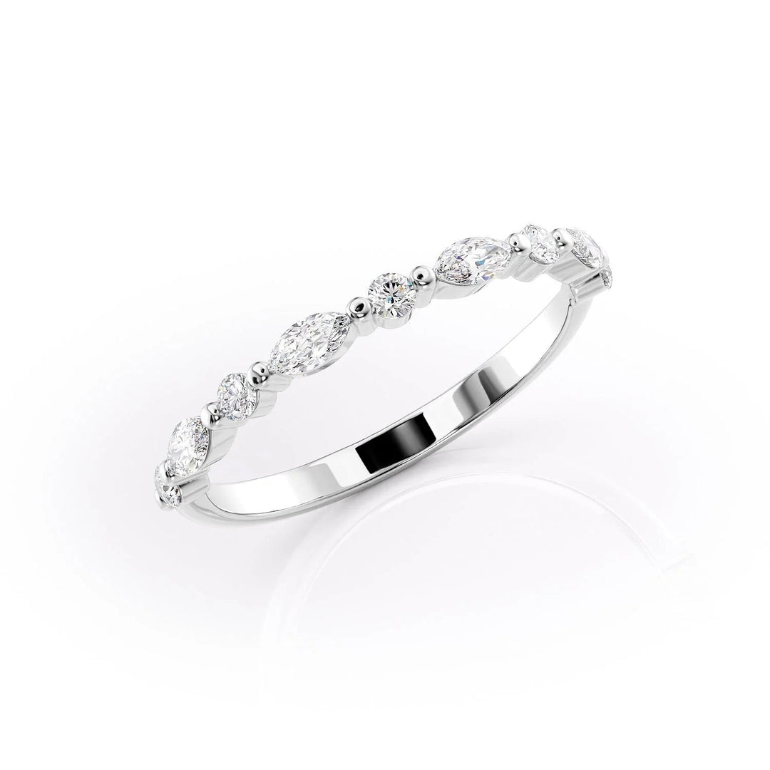 The Lyra Wedding Bands Diamonds Half Way 14K White#material_14k-white