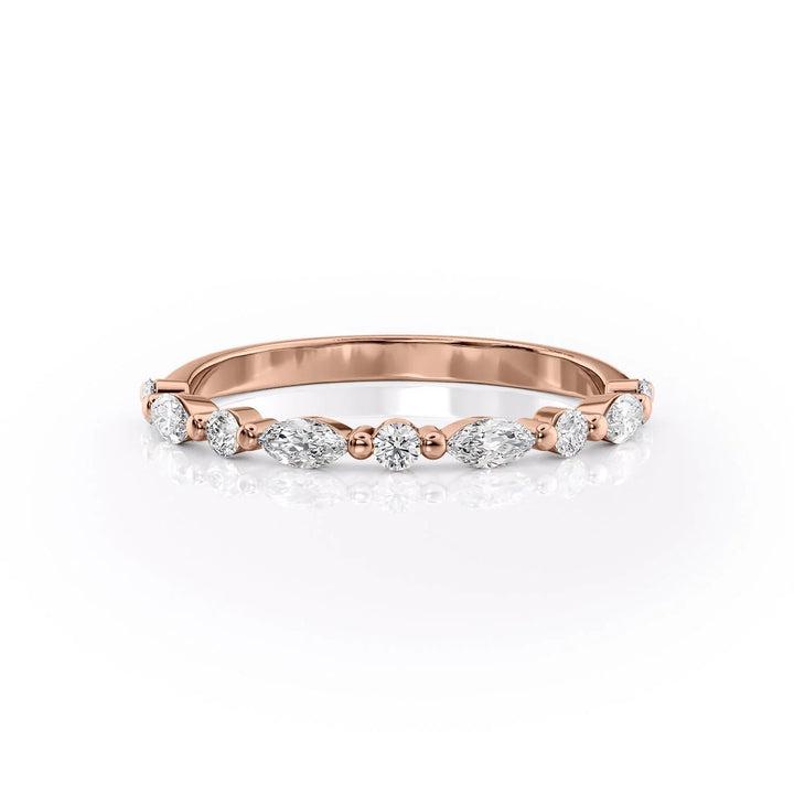 The Lyra Wedding Bands Diamonds Half Way#material_18k-rose