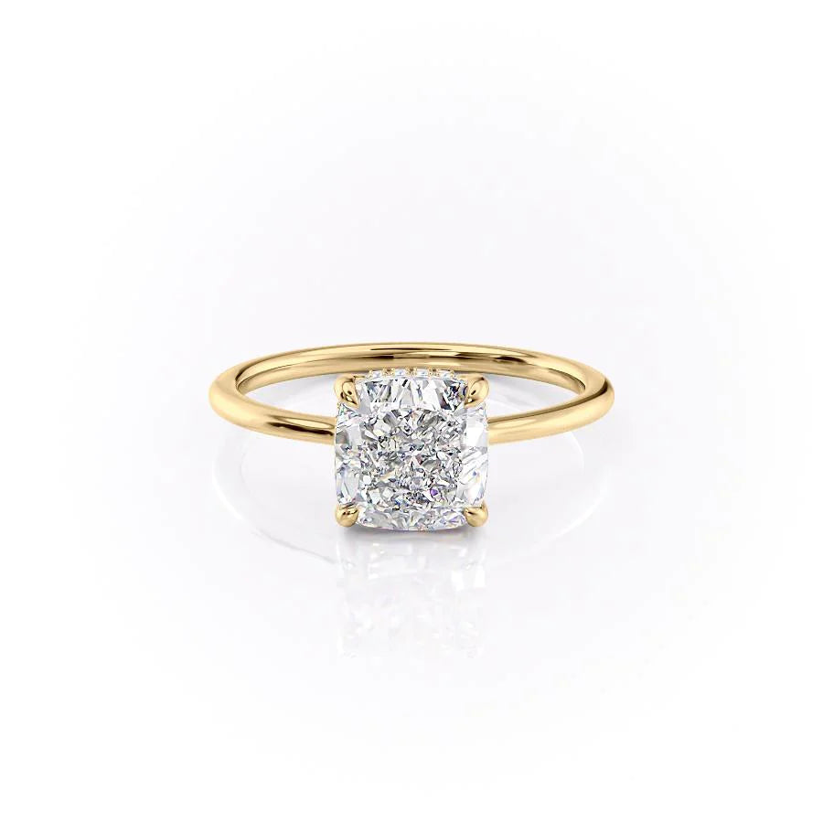 The Mabel Set With Cushion Solitaire Lab Diamond 1 Carat 14K Gold#material_14k-gold