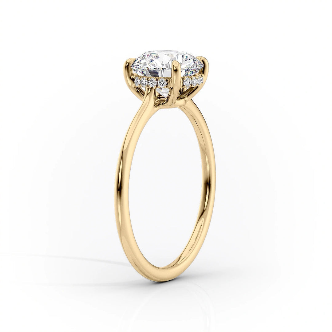 The Mabel Set With Cushion Solitaire Moissanite#material_14k-gold