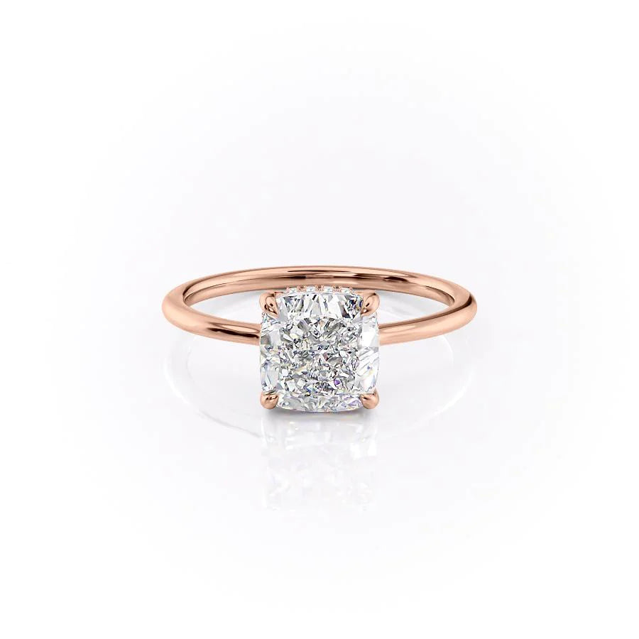 The Mabel Set With Cushion Solitaire Lab Diamond 1 Carat 14K Rose#material_14k-rose