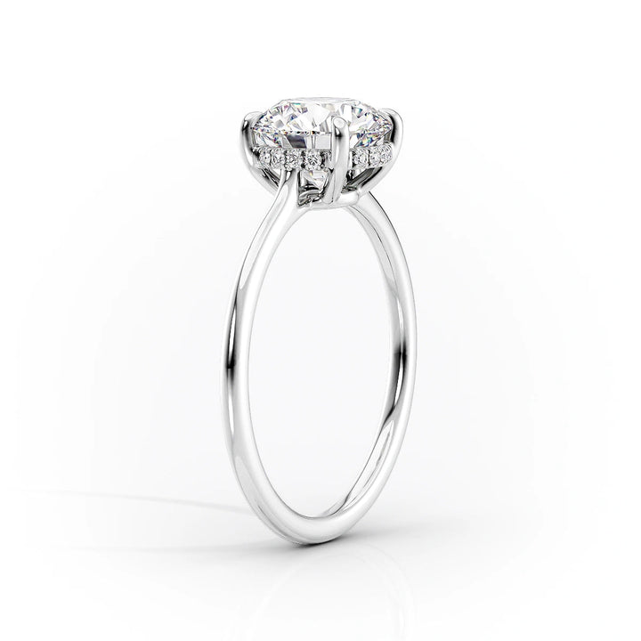 The Mabel Set With Cushion Solitaire Moissanite#material_14k-white