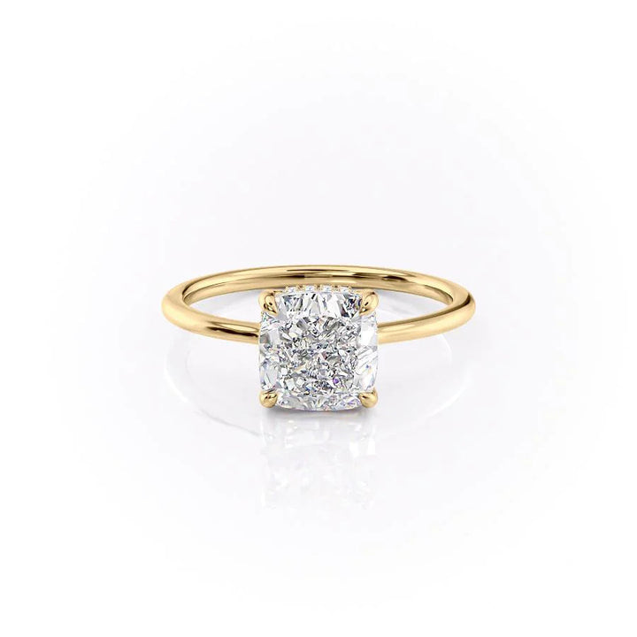 The Mabel Set With Cushion Solitaire Moissanite#material_18k-gold