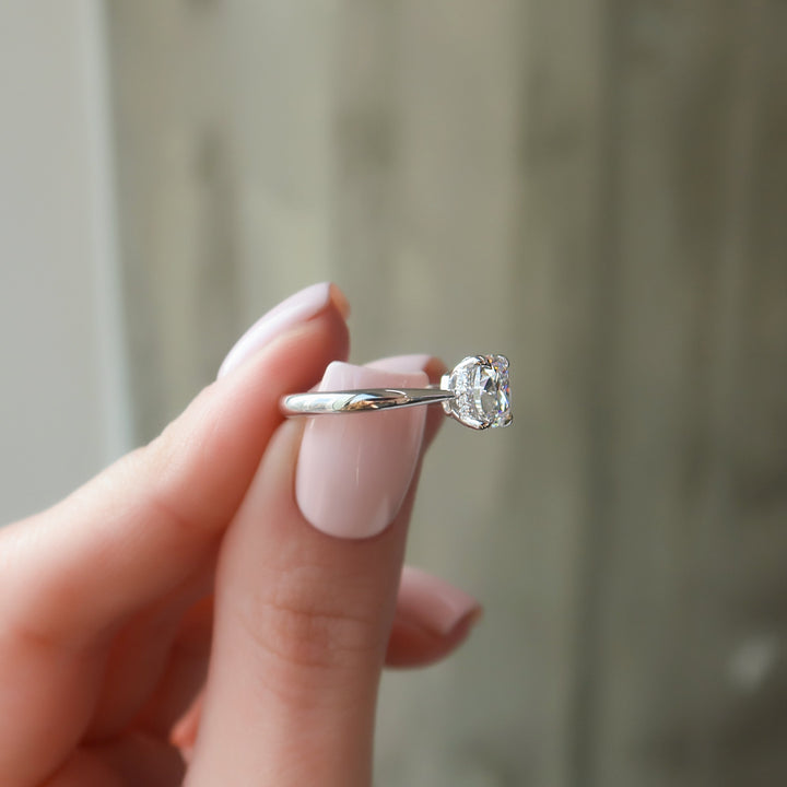 The Mabel Cushion Lab Diamond Moissanite Engagement Ring *Shown with 1.5 ct #material_white