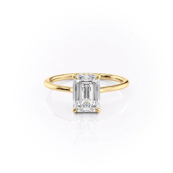 The Mabel Set With Emerald Solitaire Lab Diamond 1 Carat 14K Gold#material_14k-gold