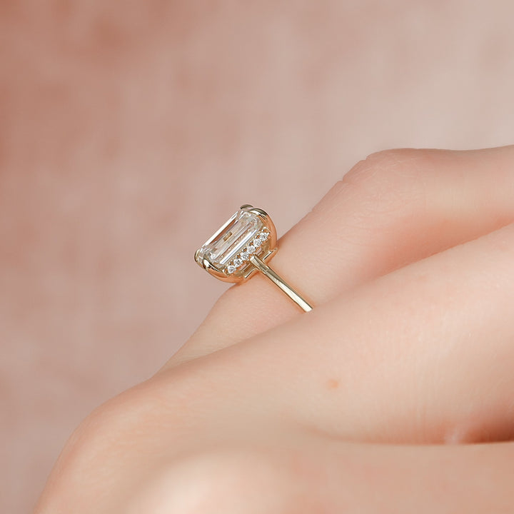 The Mabel Set With Emerald Solitaire Moissanite#material_14k-gold