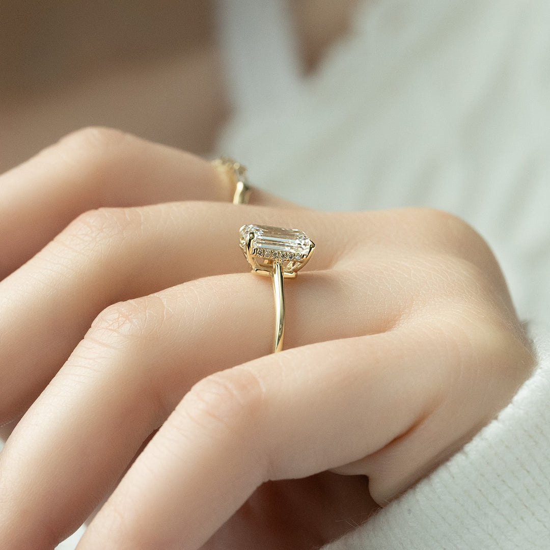 The Mabel Set With Emerald Solitaire Moissanite#material_14k-gold