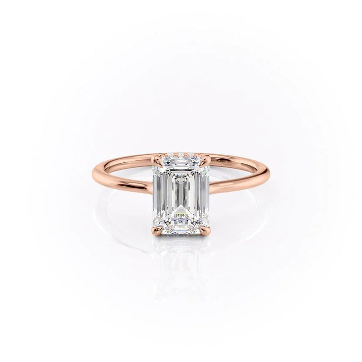 The Mabel Set With Emerald Solitaire Moissanite#material_14k-rose