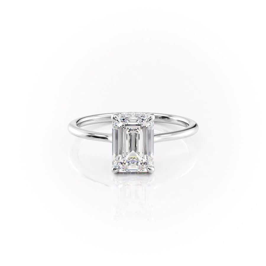 The Mabel Set With Emerald Solitaire Moissanite#material_14k-white