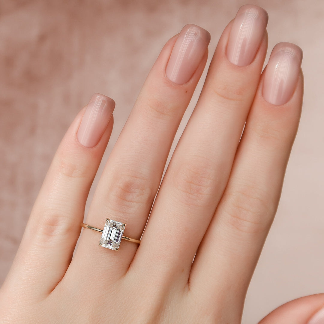 The Mabel Emerald Lab Diamond Moissanite Engagement Ring