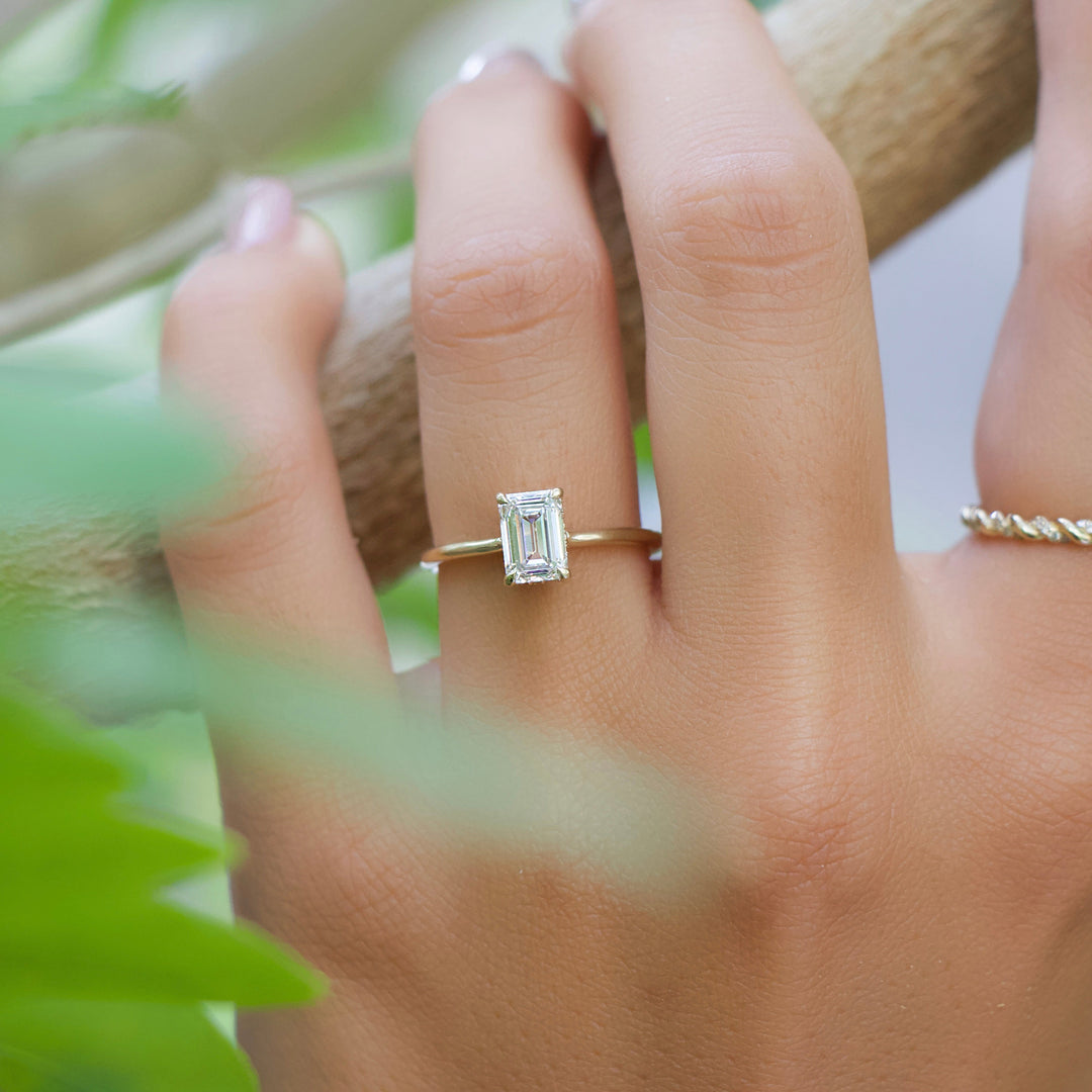The Mabel Emerald Lab Diamond Moissanite Engagement Ring