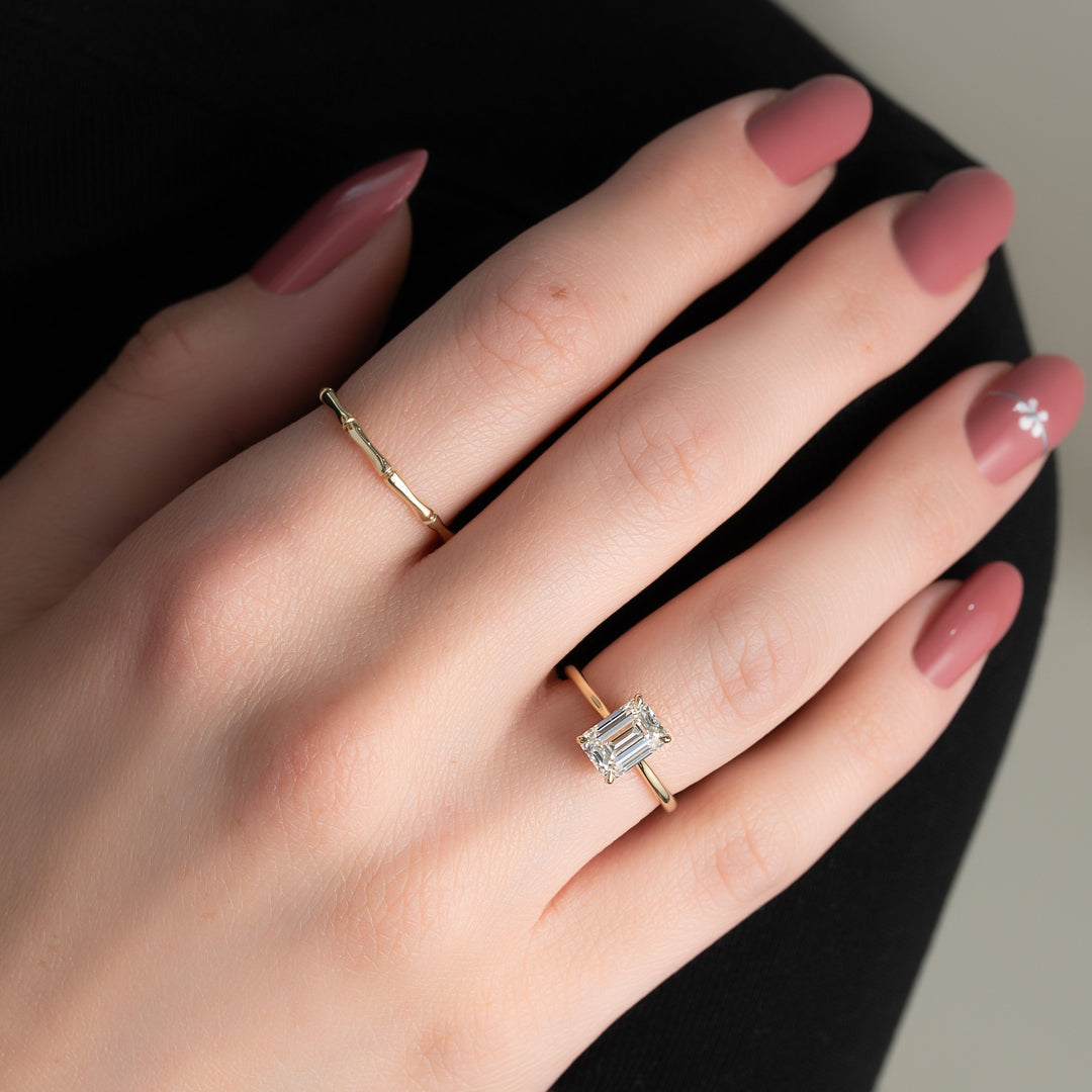 The Mabel Emerald Lab Diamond Moissanite Engagement Ring