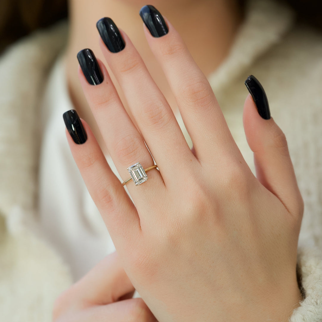 The Mabel Emerald Lab Diamond Moissanite Engagement Ring