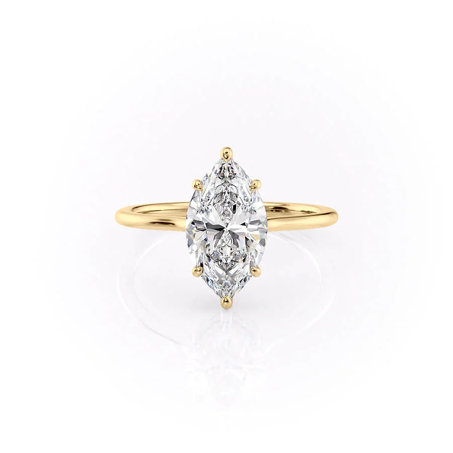 The Mabel Set With Marquise Solitaire Moissanite#material_14k-gold