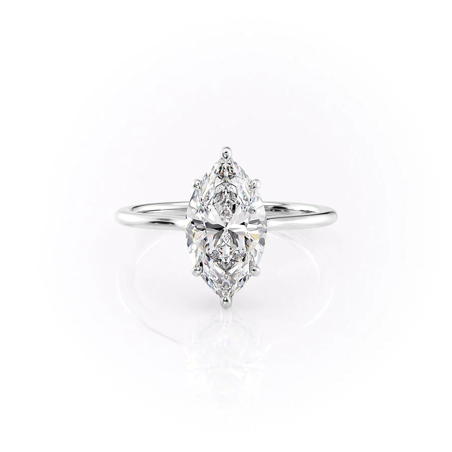 The Mabel Set With Marquise Solitaire Lab Diamond 1 Carat 14K White#material_14k-white