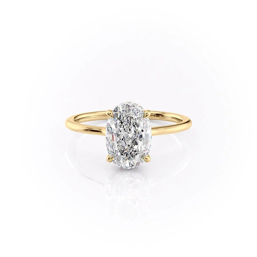 The Mabel Set With Oval Solitaire Lab Diamond 1 Carat 14K Gold#material_14k-gold