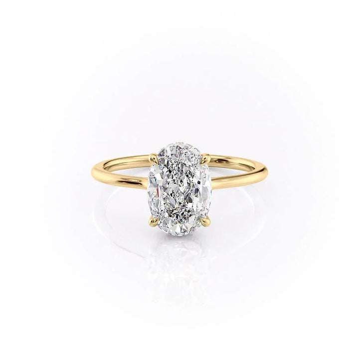 The Mabel Set With Oval Solitaire Moissanite#material_14k-gold