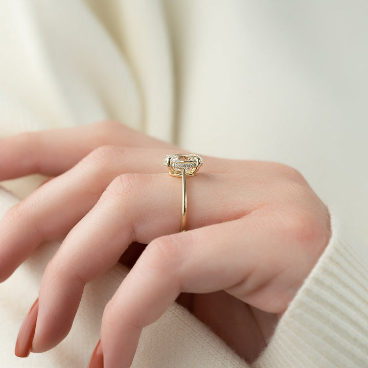 The Mabel Set With Oval Solitaire Lab Diamond 2 Carat 14K Gold#material_14k-gold