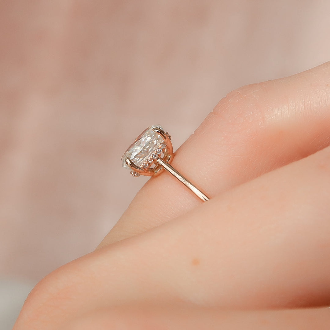 The Mabel Set With Oval Solitaire Lab Diamond 2.5 Carat 14K Rose#material_14k-rose