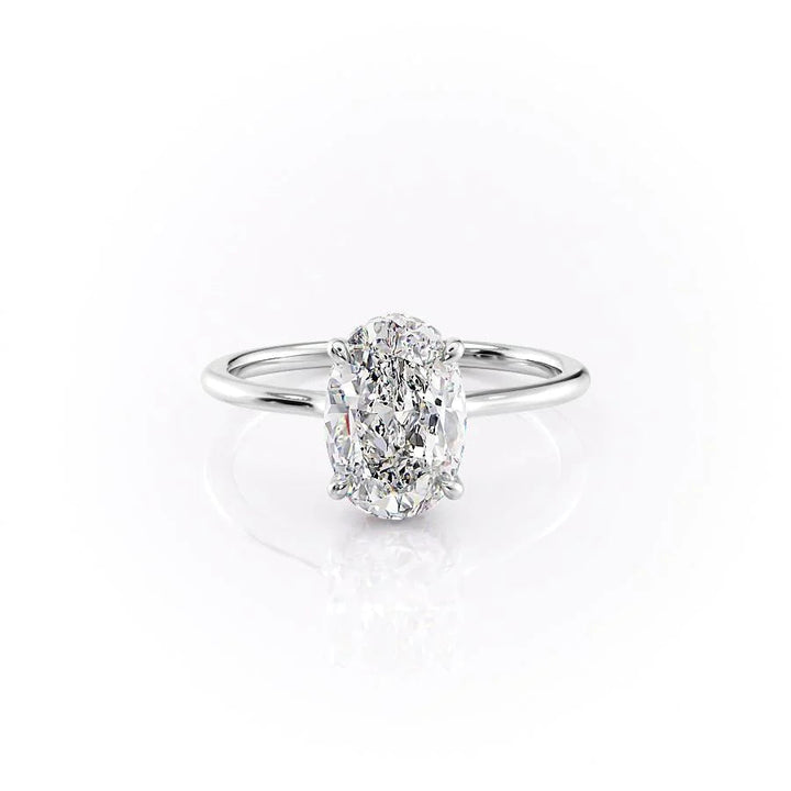 The Mabel Set With Oval Solitaire Lab Diamond 1 Carat 14K White#material_14k-white