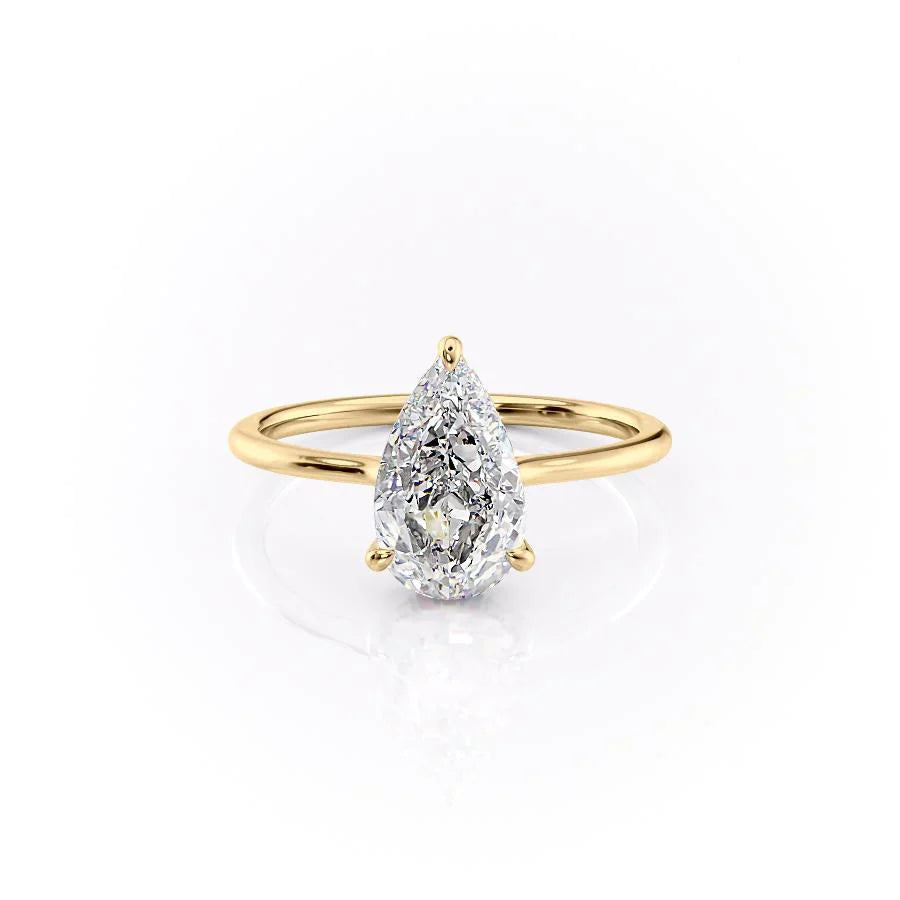 The Mabel Set With Pear Solitaire Moissanite#material_14k-gold