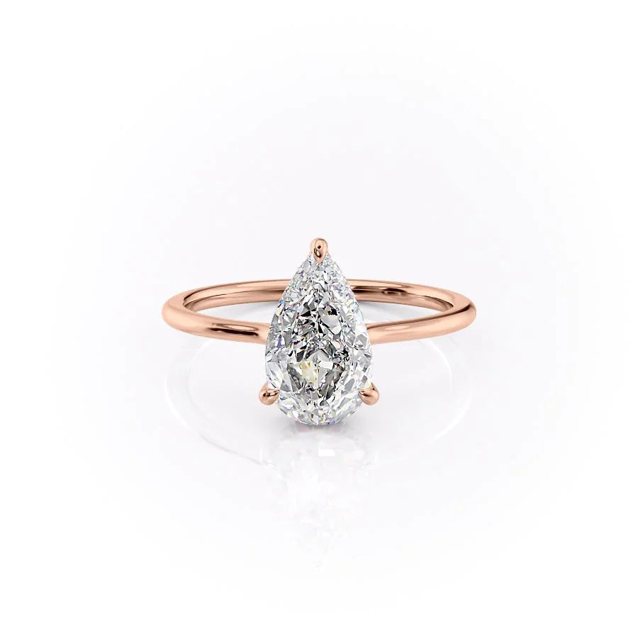 The Mabel Set With Pear Solitaire Lab Diamond 1 Carat 14K Rose#material_14k-rose